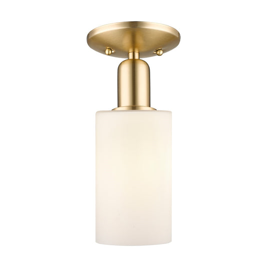 Innovations Clymer 4in 1-Light Semi-Flush Mount | Industrial Champagne Bronze Steel and Matte White Glass | Hallway & Entryway | Model 716-1C-CB-G801