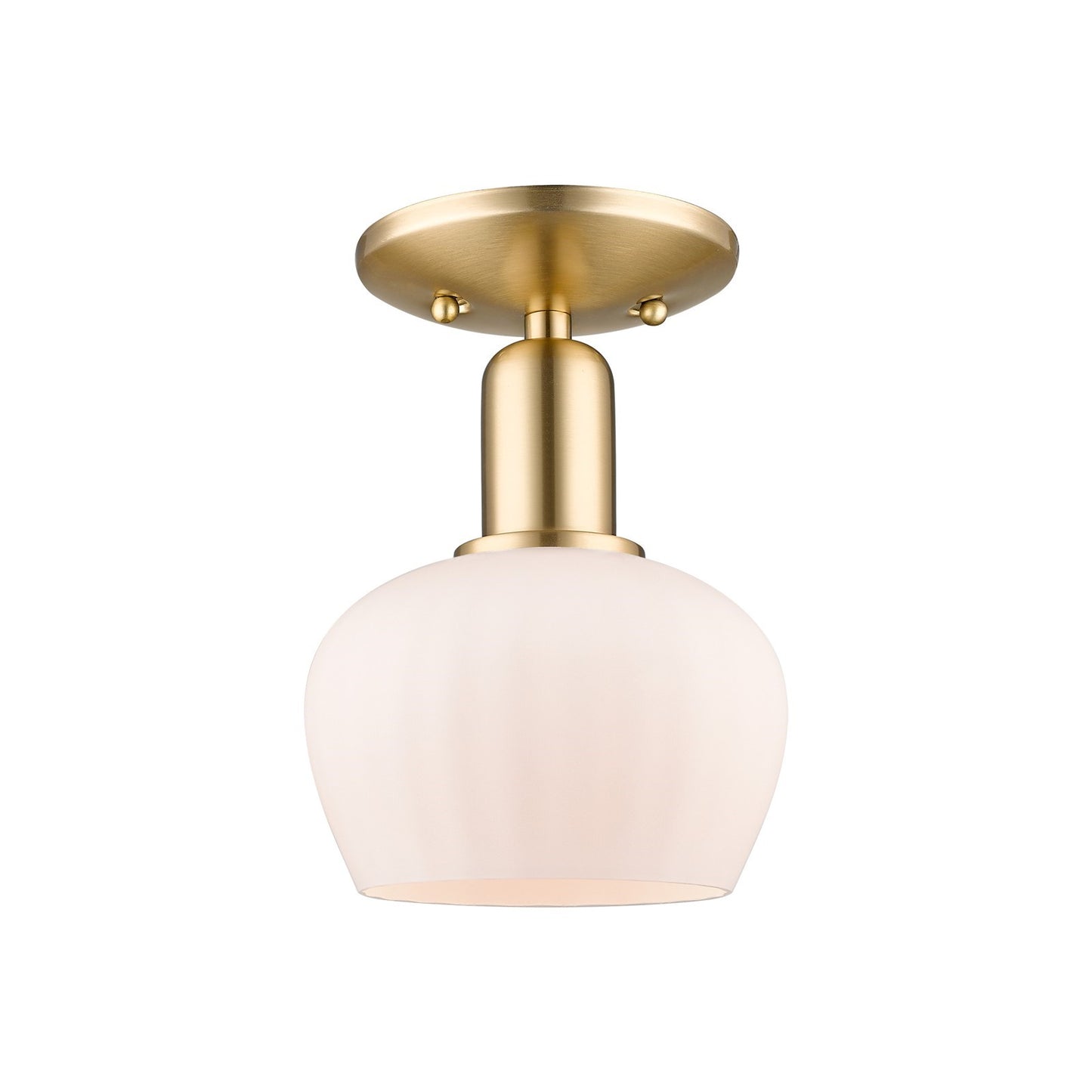 Innovations Fenton 7in 1-Light Semi-Flush Mount | Industrial Champagne Bronze Steel and Matte White Ribbed Glass | Hallway & | Model 716-1C-CB-G91