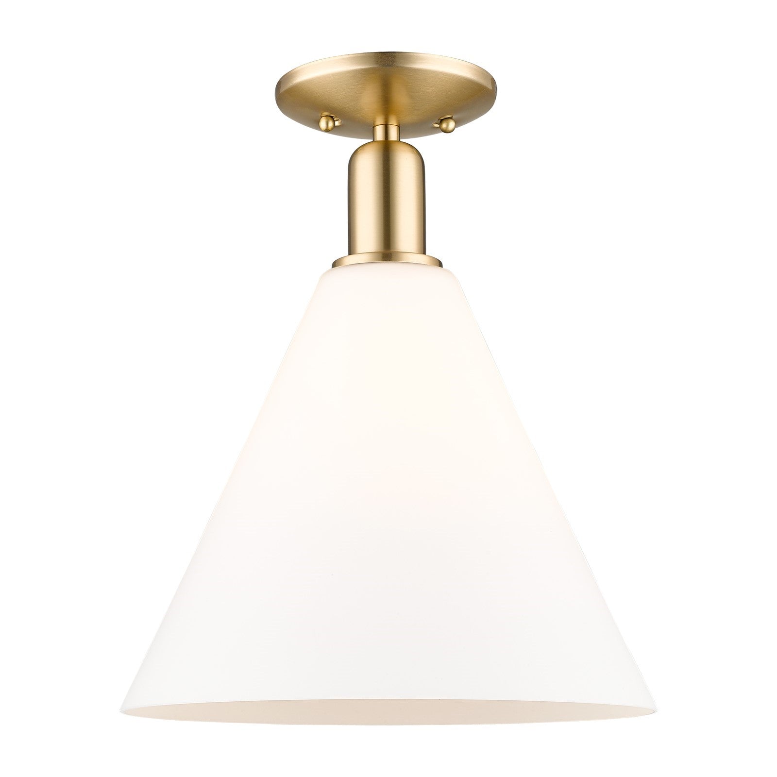 Innovations Berkshire Glass 12in 1-Light Semi-Flush Mount | Industrial Champagne Bronze Steel and Matte White Glass | Kitchen & | Model 716-1C-CB-GBC-121