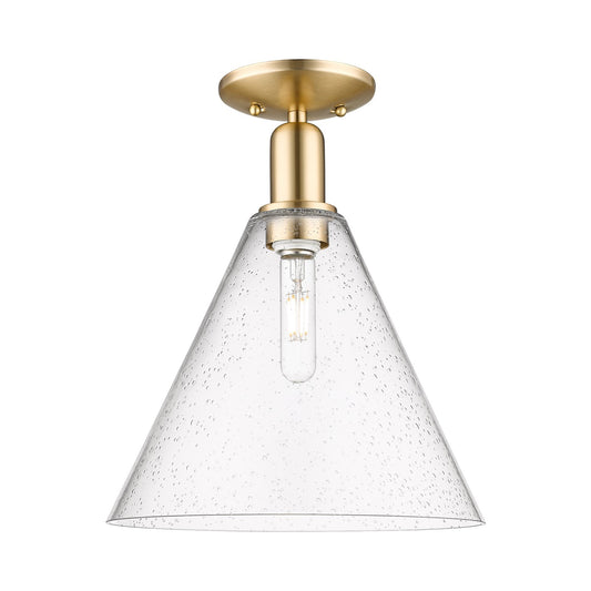 Innovations Berkshire Glass 12in 1-Light Semi-Flush Mount | Industrial Champagne Bronze Steel and Seedy Glass | Entryway & | Model 716-1C-CB-GBC-124