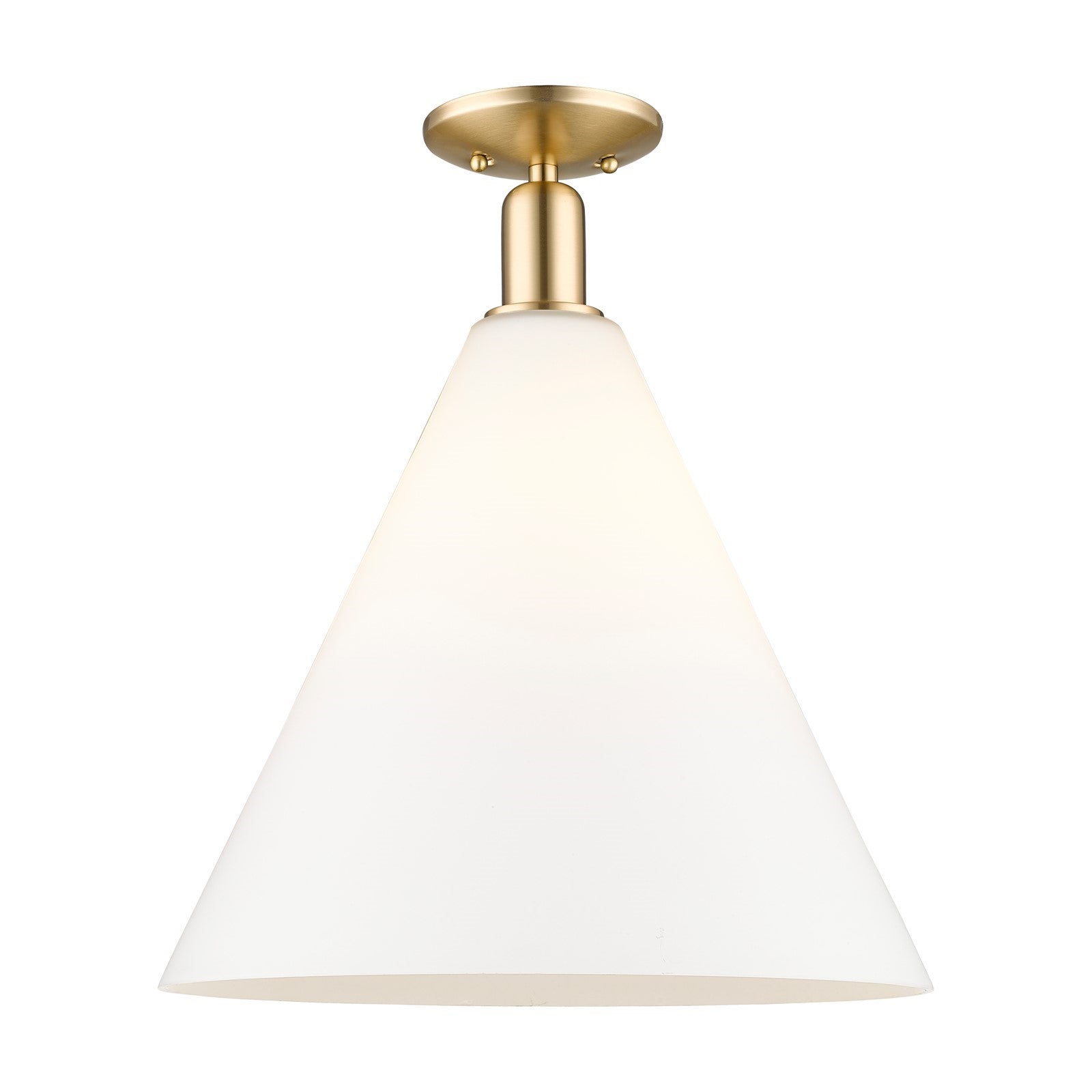 Innovations Berkshire Glass 16in 1-Light Semi-Flush Mount | Industrial Champagne Bronze Steel and Matte White Glass | Hallway & | Model 716-1C-CB-GBC-161