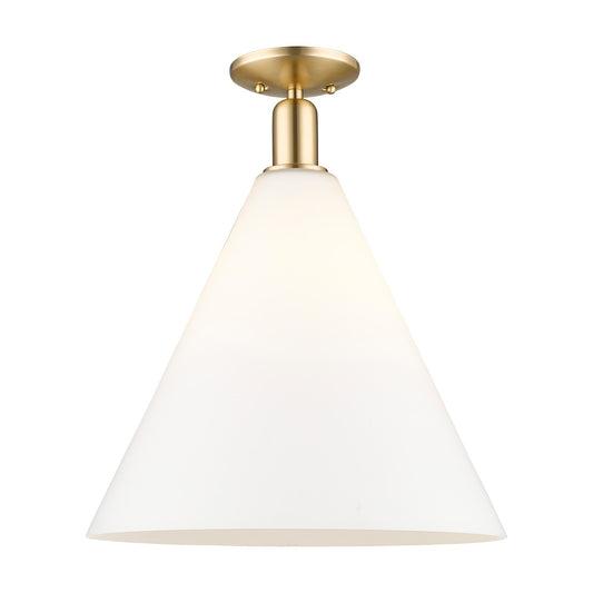 Innovations Berkshire Glass 16in 1-Light Semi-Flush Mount | Industrial Champagne Bronze Steel and Matte White Glass | Hallway & | Model 716-1C-CB-GBC-161