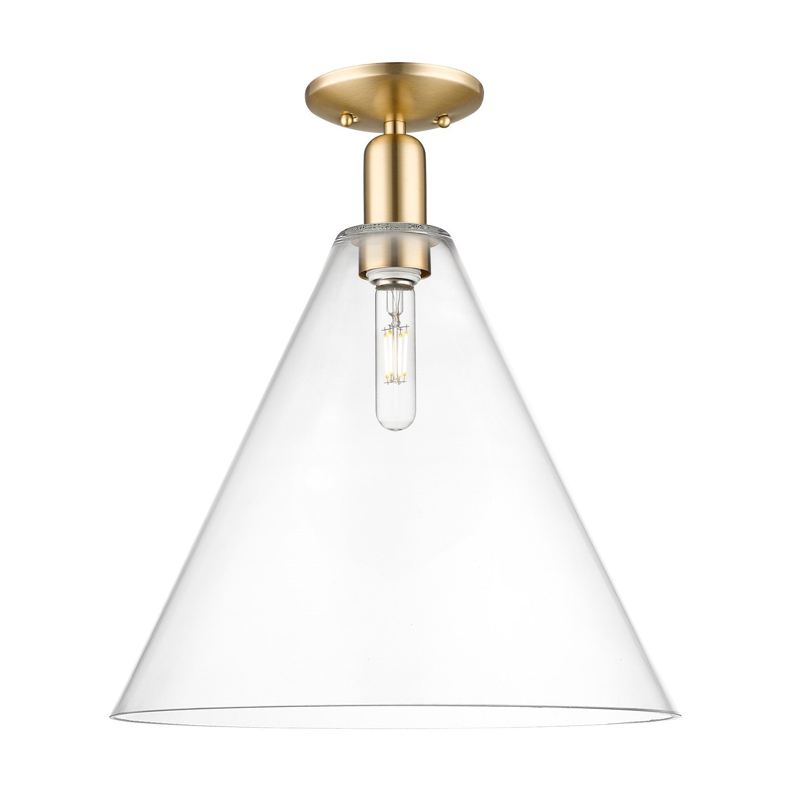 Innovations Berkshire Glass 16in 1-Light Semi-Flush Mount | Industrial Champagne Bronze Steel and Clear Glass | Entryway & | Model 716-1C-CB-GBC-162