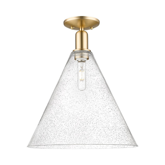 Innovations Berkshire Glass 16in 1-Light Semi-Flush Mount | Industrial Champagne Bronze Steel and Seedy Glass | Entryway & | Model 716-1C-CB-GBC-164