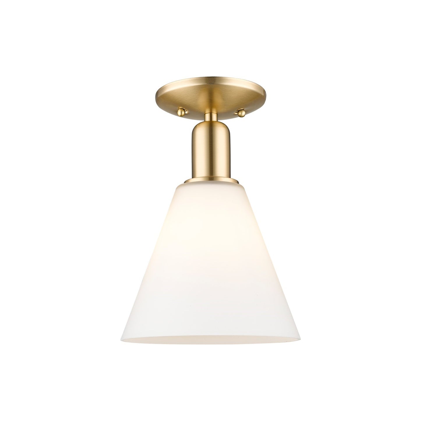 Innovations Berkshire Glass 8in 1-Light Semi-Flush Mount | Industrial Champagne Bronze Steel and Matte White Glass | Entryway & | Model 716-1C-CB-GBC-81