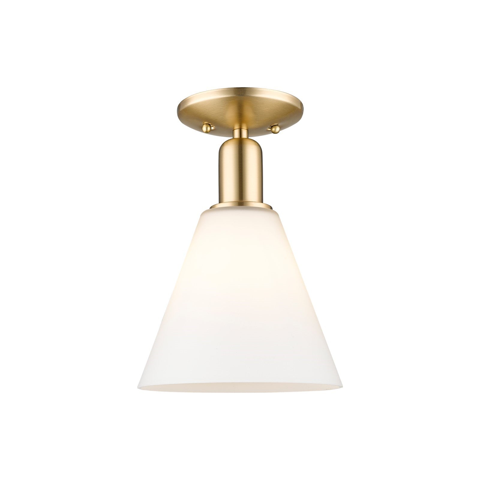 Innovations Berkshire Glass 8in 1-Light Semi-Flush Mount | Industrial Champagne Bronze Steel and Matte White Glass | Entryway & | Model 716-1C-CB-GBC-81