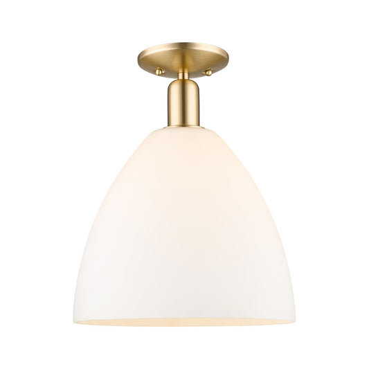 Innovations Bristol 12in 1-Light Semi-Flush Mount | Industrial Champagne Bronze Steel and Matte White Glass | Entryway & Hallway | Model 716-1C-CB-GBD-121