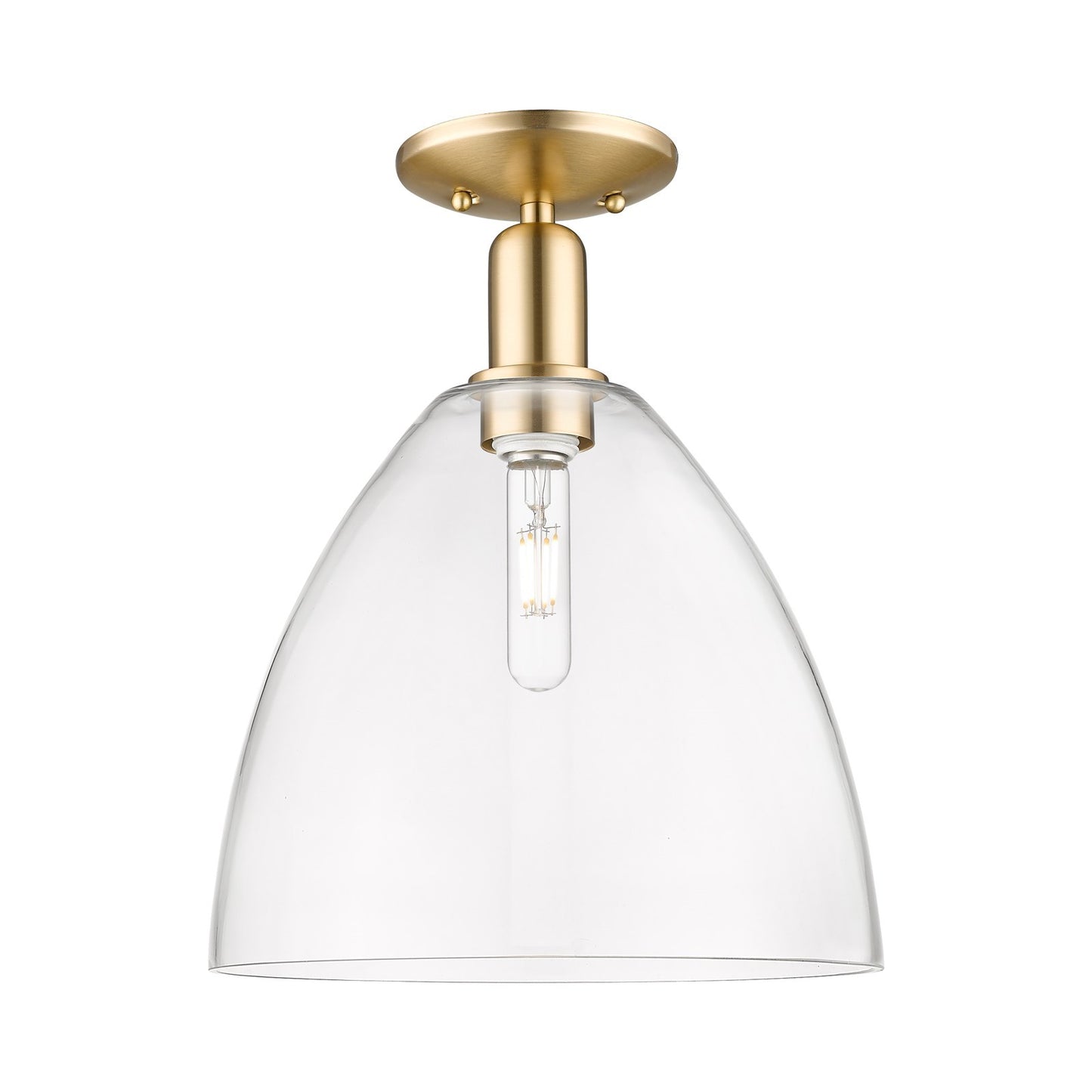 Innovations Bristol 12in 1-Light Semi-Flush Mount | Industrial Champagne Bronze Steel and Clear Glass | Entryway & Hallway | 12 | Model 716-1C-CB-GBD-122