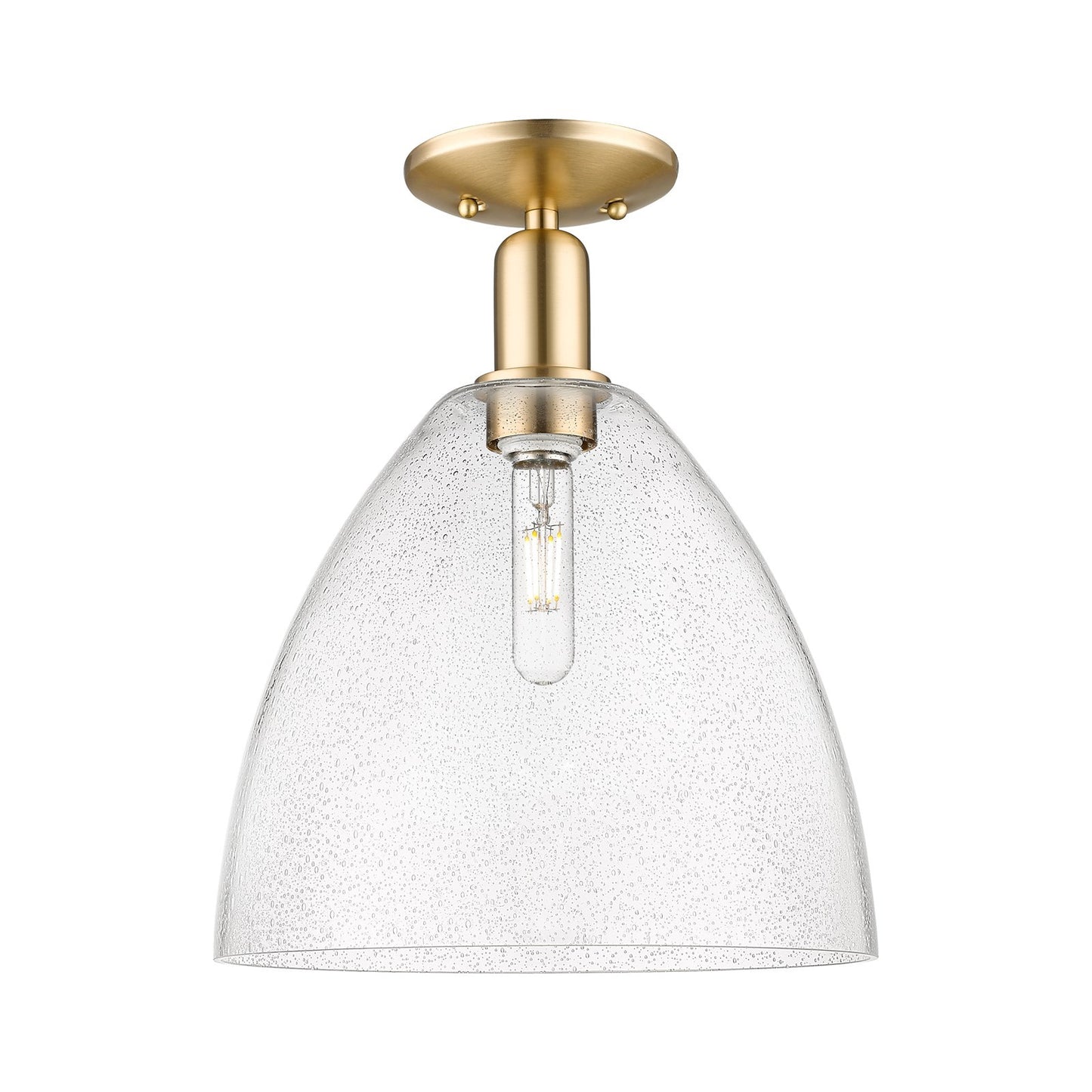 Innovations Bristol 12in 1-Light Semi-Flush Mount | Industrial Champagne Bronze Steel and Seedy Glass | Entryway & Hallway | 12 | Model 716-1C-CB-GBD-124