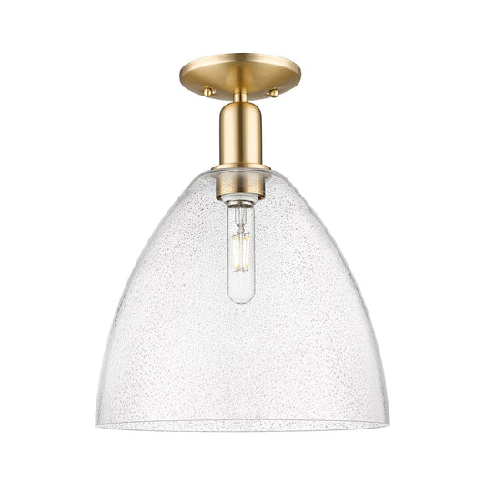 Innovations Bristol 12in 1-Light Semi-Flush Mount | Industrial Champagne Bronze Steel and Seedy Glass | Entryway & Hallway | 12 | Model 716-1C-CB-GBD-124