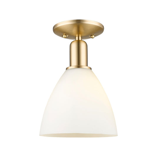 Innovations Bristol 7.5in 1-Light Semi-Flush Mount | Industrial Champagne Bronze Steel and Matte White Glass | Entryway & | Model 716-1C-CB-GBD-751