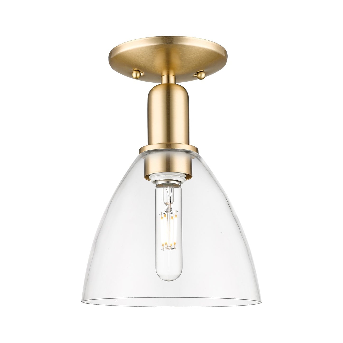 Innovations Bristol 7.5in 1-Light Semi-Flush Mount | Industrial Champagne Bronze Steel and Clear Glass Dome | Entryway & Hallway | Model 716-1C-CB-GBD-752