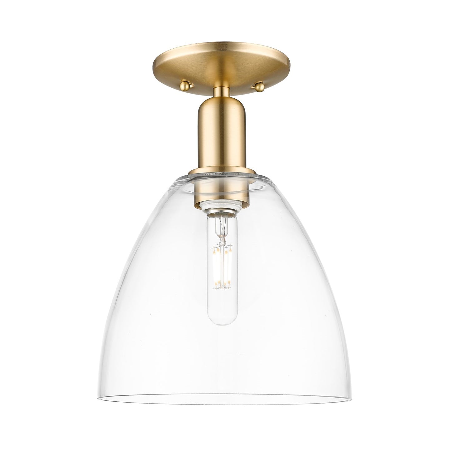 Innovations Bristol 9in 1-Light Semi-Flush Mount | Industrial Champagne Bronze Steel and Clear Glass Dome | Entryway & Hallway | Model 716-1C-CB-GBD-92