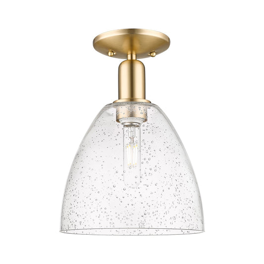 Innovations Bristol 9in 1-Light Semi-Flush Mount | Industrial Champagne Bronze Steel and Seedy Glass | Damp-Rated Entryway & | Model 716-1C-CB-GBD-94