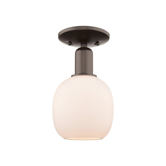 Innovations Belfast 6in 1-Light Semi-Flush Mount | Industrial Oil Rubbed Bronze and Matte White Glass | Hallway & Entryway | 6 x 6 | Model 716-1C-OB-G101