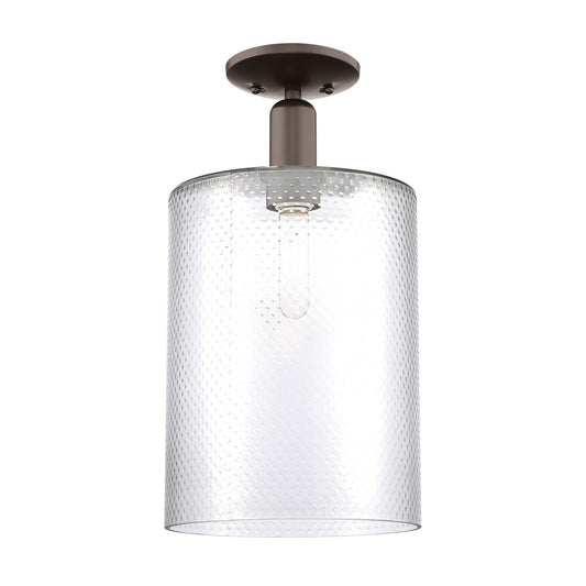 Innovations Cobbleskill 9in 1-Light Semi-Flush Mount | Industrial Oil Rubbed Bronze Steel and Clear Glass | Entryway & Hallway | Model 716-1C-OB-G112-L