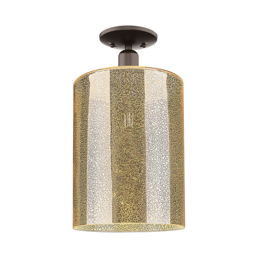 Innovations Cobbleskill 9in 1-Light Semi-Flush Mount | Industrial Oil Rubbed Bronze Steel and Mercury Glass | Entryway & Hallway | Model 716-1C-OB-G116-L