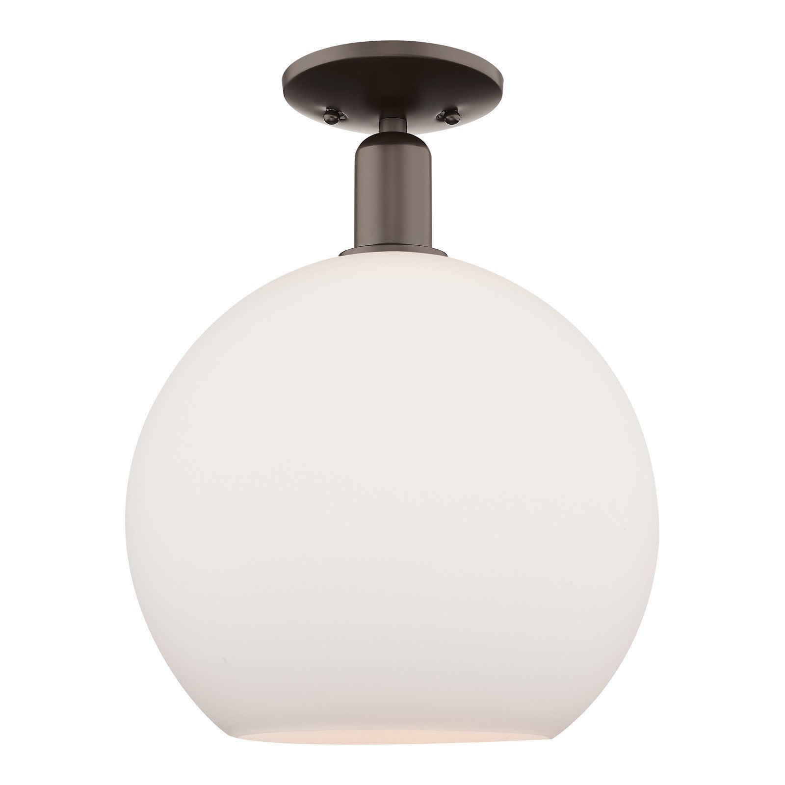 Innovations Athens 12in 1-Light Semi-Flush Mount | Industrial Oil Rubbed Bronze Steel and Matte White Glass | Entryway & Hallway | Model 716-1C-OB-G121-12