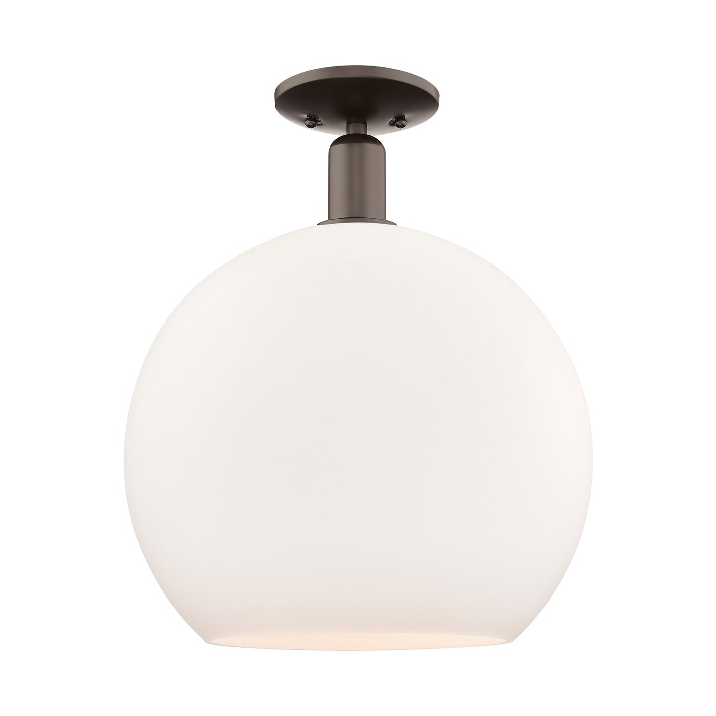 Innovations Athens 14in 1-Light Semi-Flush Mount | Industrial Oil Rubbed Bronze Steel and Matte White Glass | Entryway & Hallway | Model 716-1C-OB-G121-14