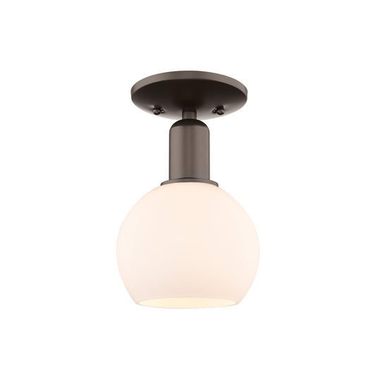 Innovations Athens 6in 1-Light Semi-Flush Mount | Industrial Oil Rubbed Bronze and Matte White Glass | Hallway & Entryway | 5.88 | Model 716-1C-OB-G121-6