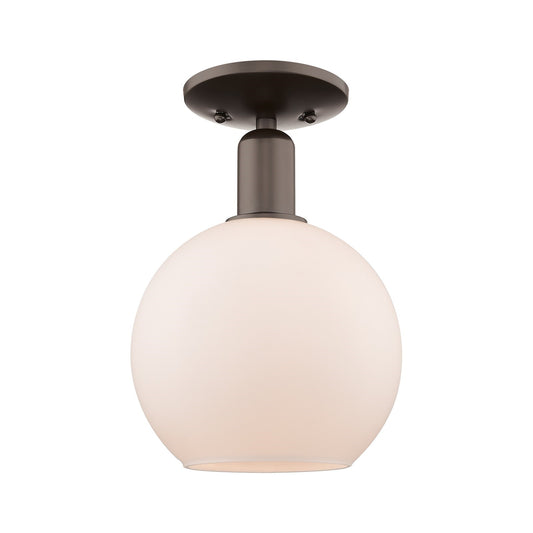 Innovations Athens 8in 1-Light Semi-Flush Mount | Industrial Oil Rubbed Bronze and Matte White Glass | Entryway & Hallway | 8 x 8 | Model 716-1C-OB-G121-8