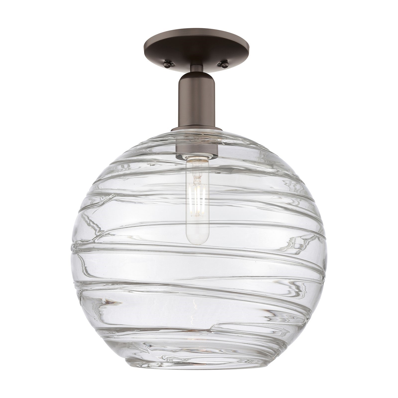 Innovations Athens Deco Swirl 12in 1-Light Semi-Flush Mount | Industrial Oil Rubbed Bronze and Clear Glass | Entryway & | Model 716-1C-OB-G1213-12CL