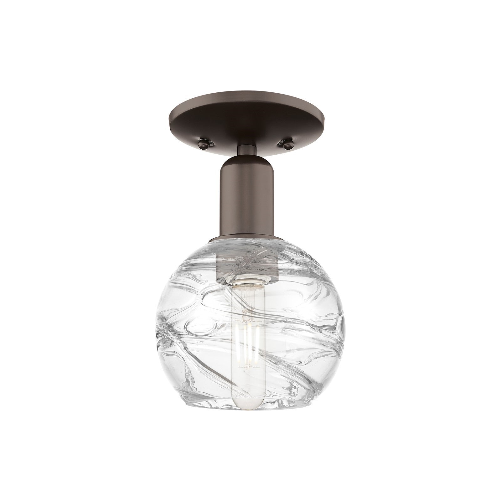 Innovations Athens Deco Swirl 6in 1-Light Semi-Flush Mount | Industrial Oil Rubbed Bronze Steel and Clear Deco Swirl Glass | Model 716-1C-OB-G1213-6CL