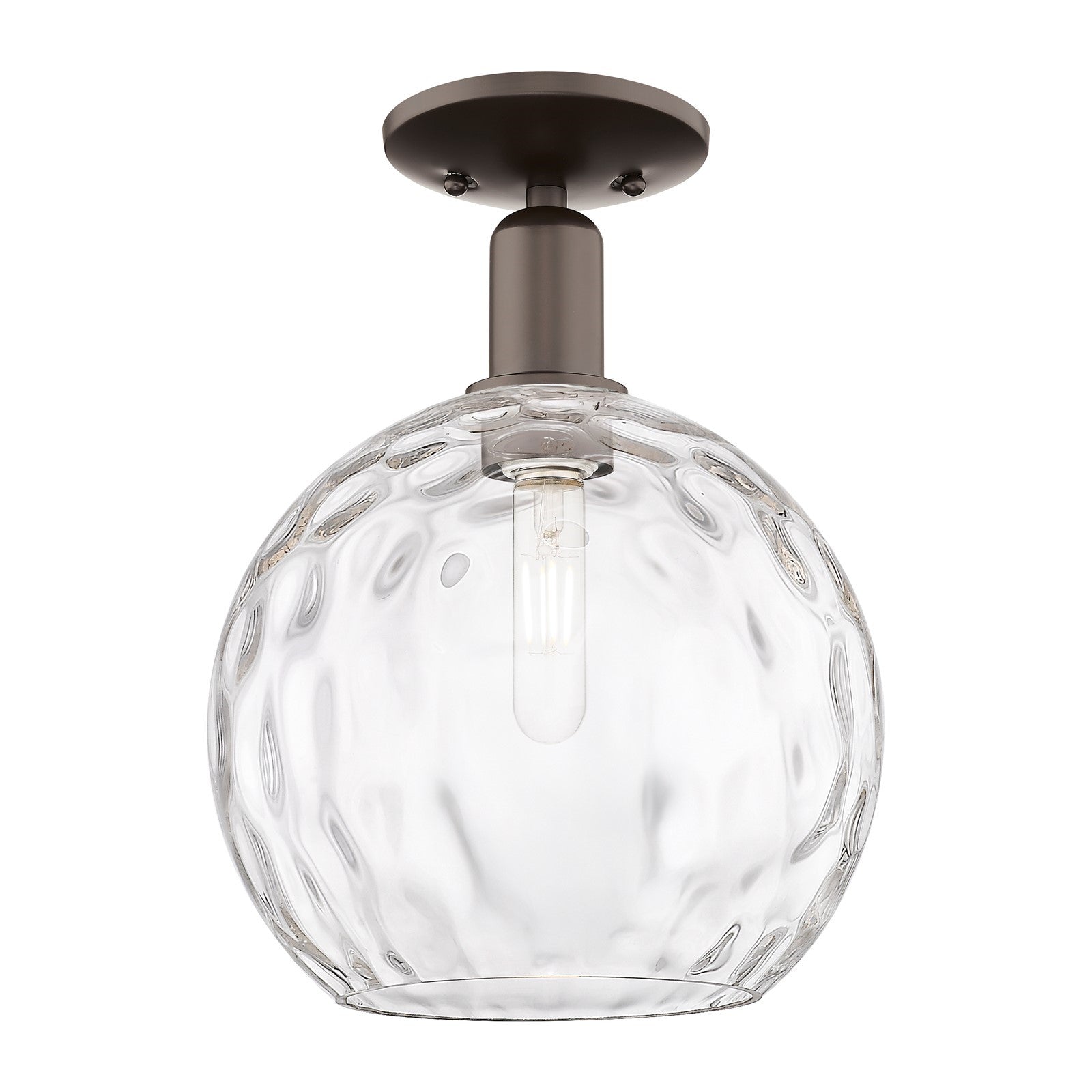 Innovations Athens 10in 1-Light Semi-Flush Mount | Industrial Oil Rubbed Bronze Steel and Clear Water Glass | Hallway & | Model 716-1C-OB-G1215-10