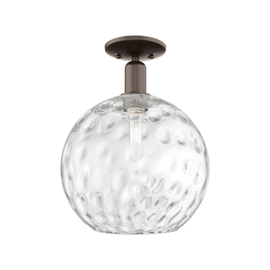 Innovations Athens 12in 1-Light Semi-Flush Mount | Industrial Oil Rubbed Bronze Steel and Clear Water Glass | Entryway & | Model 716-1C-OB-G1215-12
