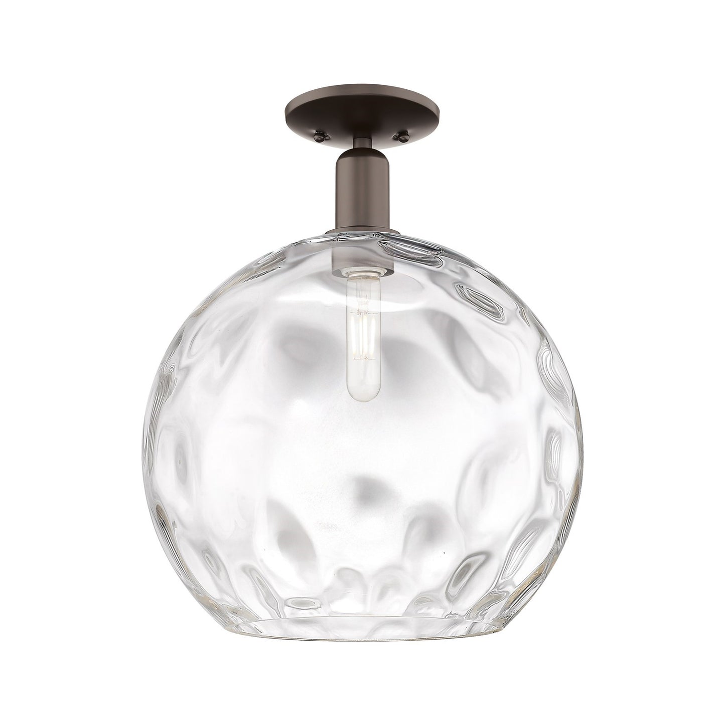 Innovations Athens 13in 1-Light Semi-Flush Mount | Industrial Oil Rubbed Bronze Steel and Clear Water Glass | Entryway & | Model 716-1C-OB-G1215-14
