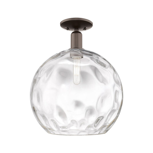 Innovations Athens 13in 1-Light Semi-Flush Mount | Industrial Oil Rubbed Bronze Steel and Clear Water Glass | Entryway & | Model 716-1C-OB-G1215-14