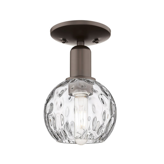 Innovations Athens 6in 1-Light Semi-Flush Mount | Industrial Oil Rubbed Bronze and Clear Water Glass | Damp Rated Hallway & | Model 716-1C-OB-G1215-6