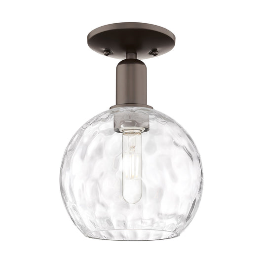 Innovations Athens Water Glass 8in 1-Light Semi-Flush Mount | Industrial Oil Rubbed Bronze Steel and Clear Water Glass | Hallway | Model 716-1C-OB-G1215-8