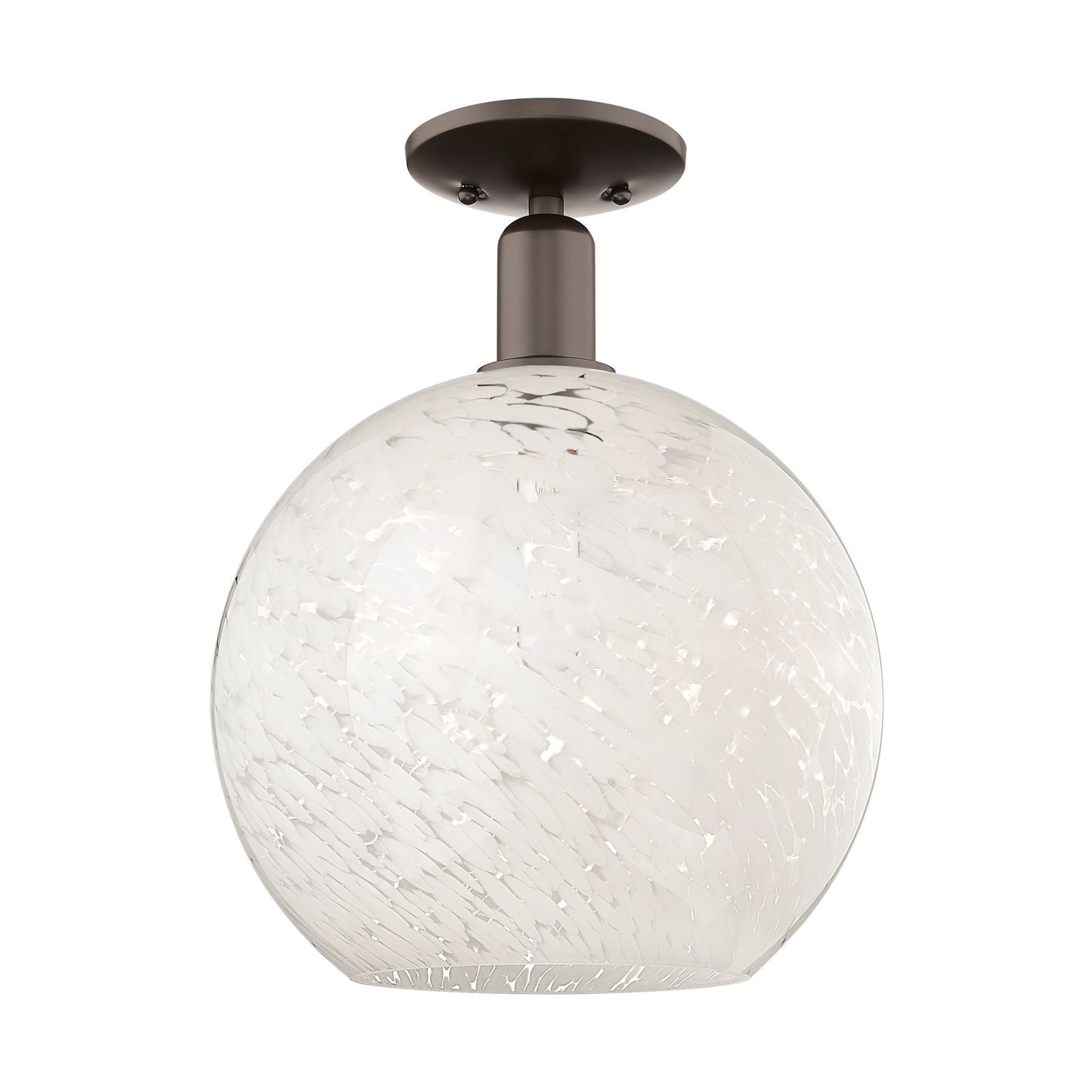 Innovations Lighting Arcadia 12in 1-Light Semi-Flush Mount | Industrial Oil Rubbed Bronze and White Mouchette Glass | Model 716-1C-OB-G1216-12WM