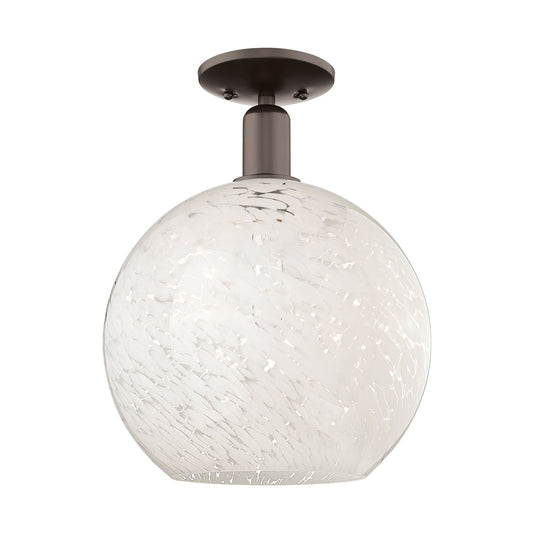 Innovations Lighting Arcadia 12in 1-Light Semi-Flush Mount | Industrial Oil Rubbed Bronze and White Mouchette Glass | Model 716-1C-OB-G1216-12WM