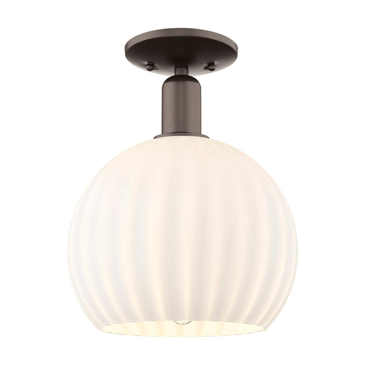 Innovations Lighting Arcadia 10in 1-Light Semi-Flush Mount | Industrial Oil Rubbed Bronze and White Venetian Glass | Entryway | Model 716-1C-OB-G1217-10WV