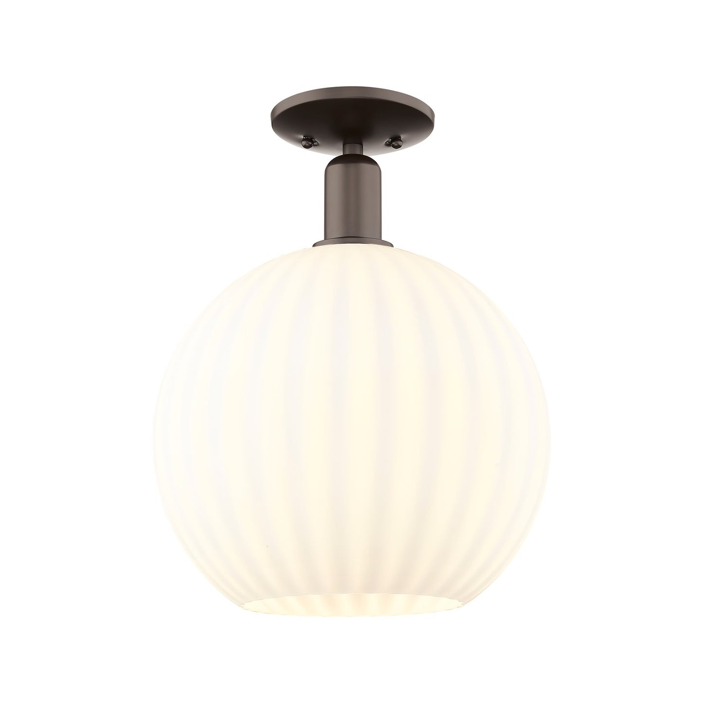 Innovations Lighting Arcadia 12in 1-Light Semi-Flush Mount | Industrial Oil Rubbed Bronze Steel and White Venetian Glass | Model 716-1C-OB-G1217-12WV