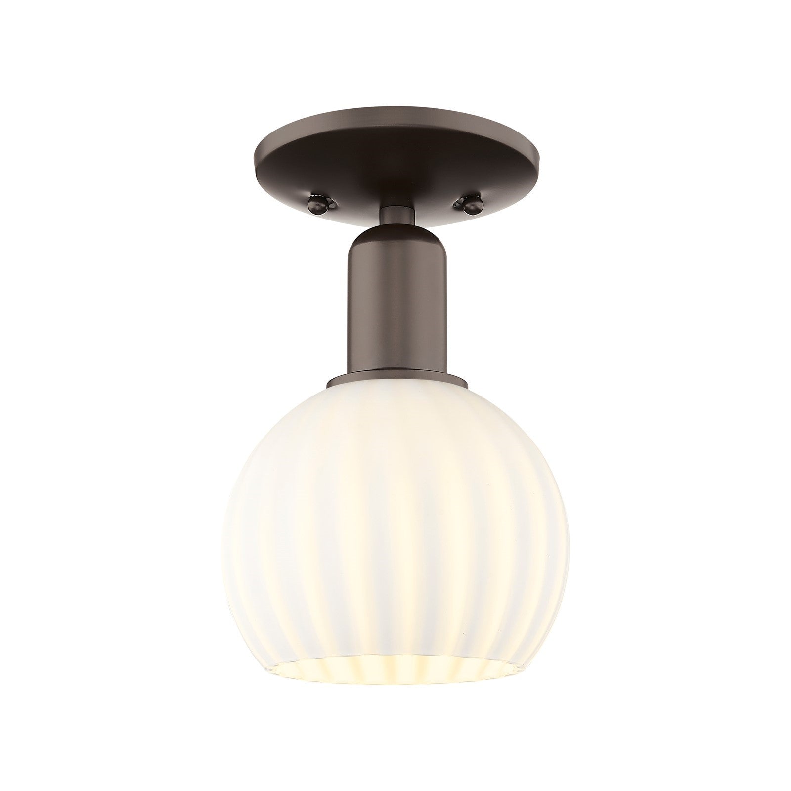 Innovations Lighting Arcadia 6in 1-Light Semi-Flush Mount | Industrial Oil Rubbed Bronze and White Venetian Glass | Entryway & | Model 716-1C-OB-G1217-6WV