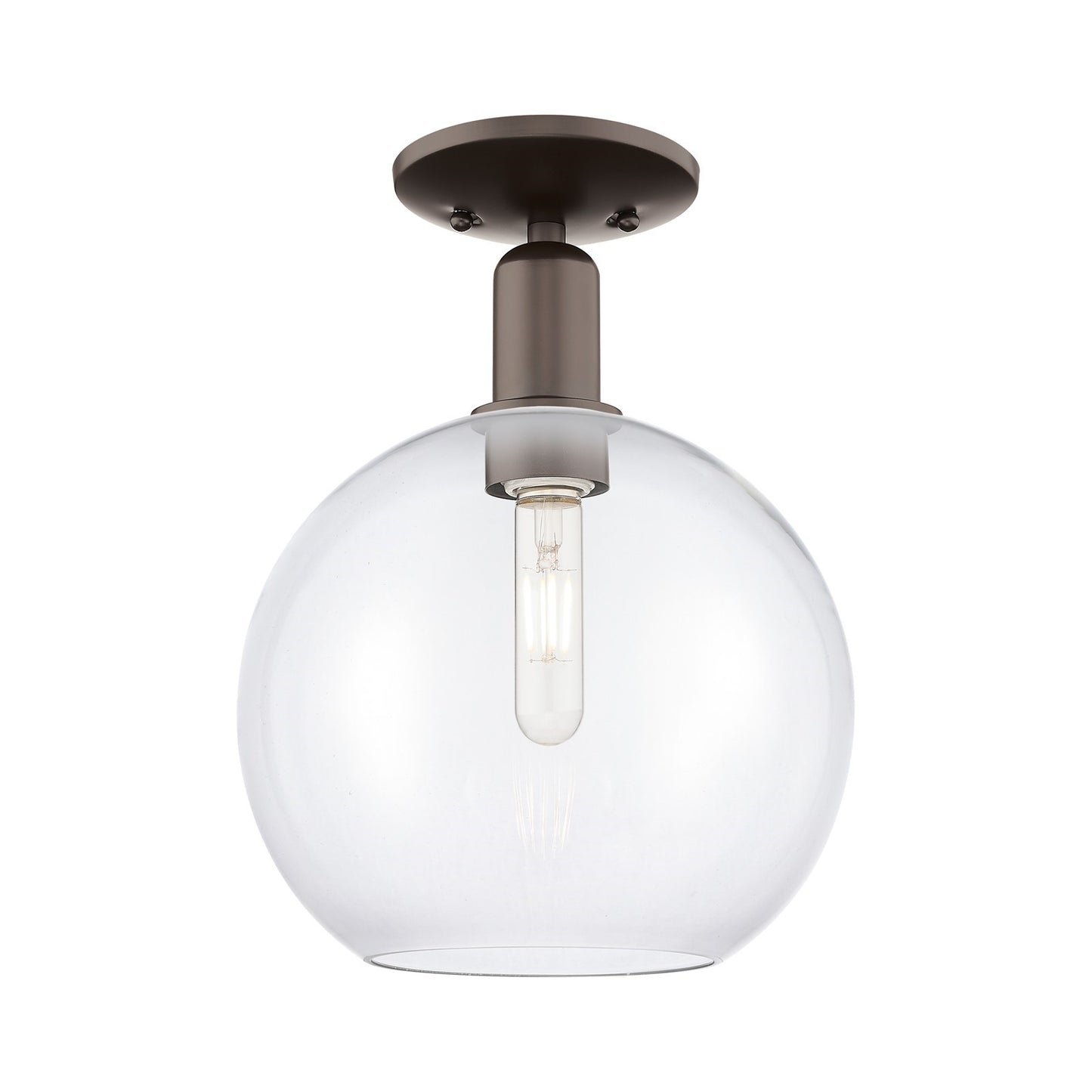 Innovations Athens 10in 1-Light Semi-Flush Mount | Industrial Oil Rubbed Bronze Steel and Clear Glass | Entryway & Hallway | 10 | Model 716-1C-OB-G122-10