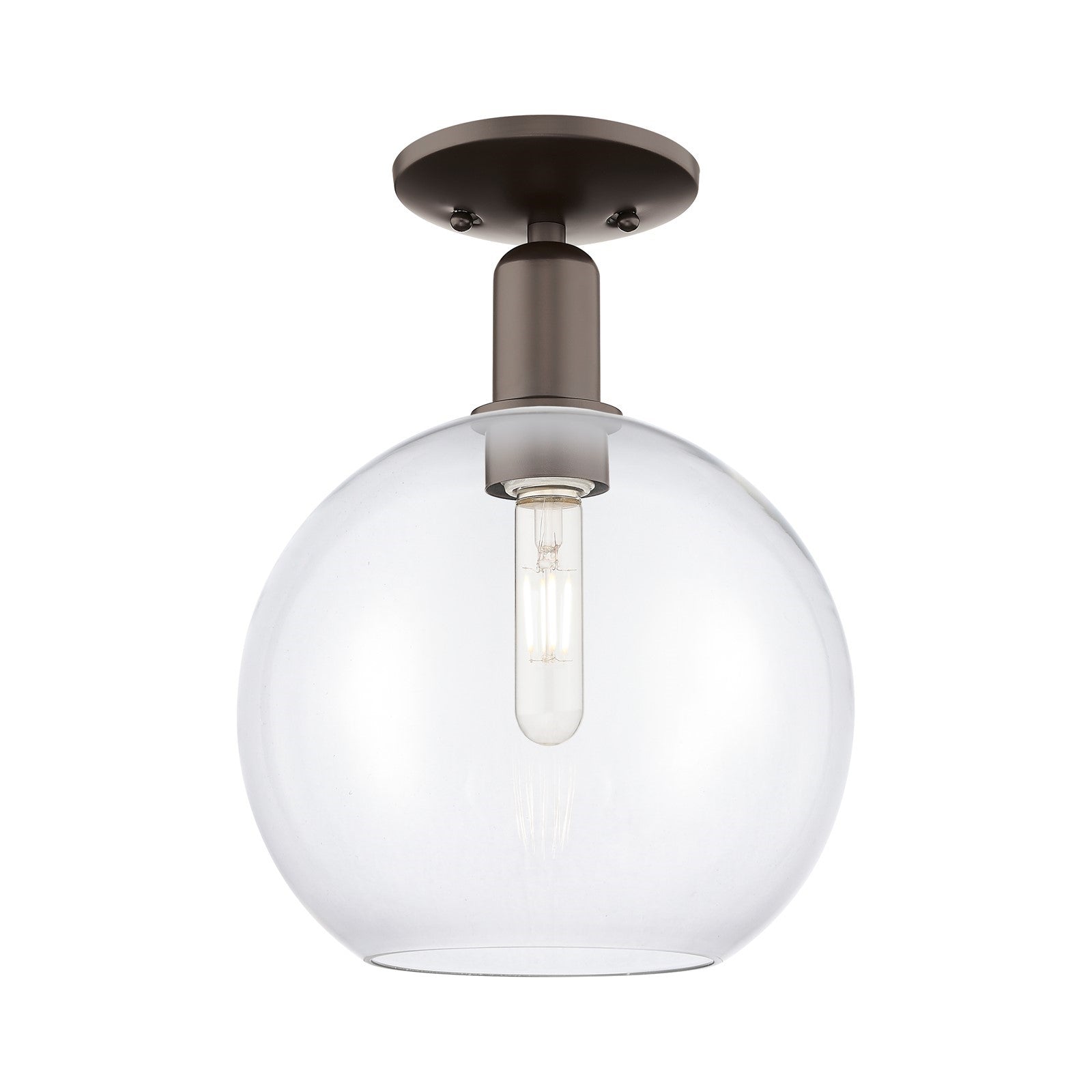 Innovations Athens 10in 1-Light Semi-Flush Mount | Industrial Oil Rubbed Bronze Steel and Clear Glass | Entryway & Hallway | 10 | Model 716-1C-OB-G122-10