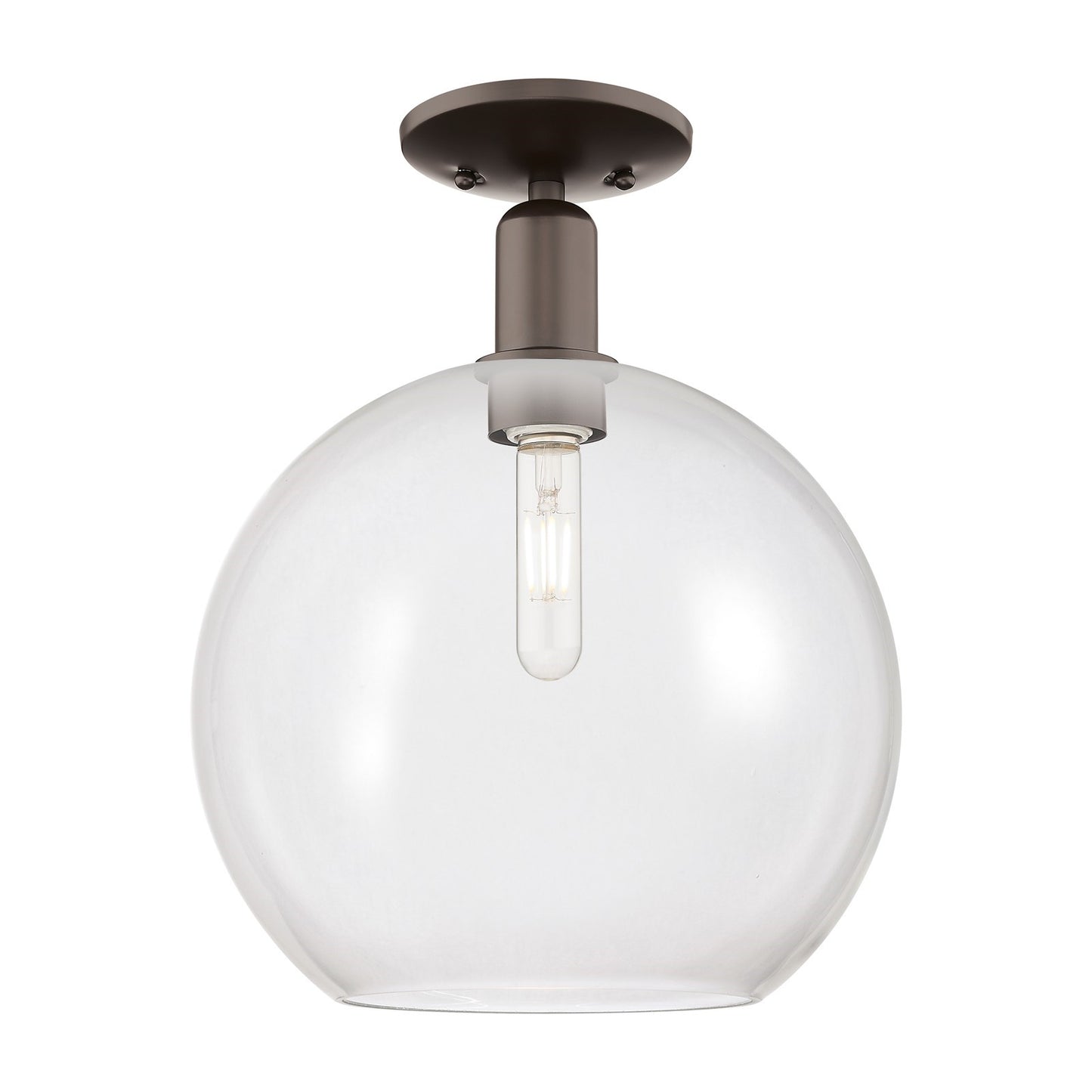 Innovations Athens 12in 1-Light Semi-Flush Mount | Industrial Oil Rubbed Bronze Steel and Clear Glass | Entryway & Hallway | Model 716-1C-OB-G122-12