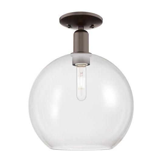 Innovations Athens 12in 1-Light Semi-Flush Mount | Industrial Oil Rubbed Bronze Steel and Clear Glass | Entryway & Hallway | Model 716-1C-OB-G122-12