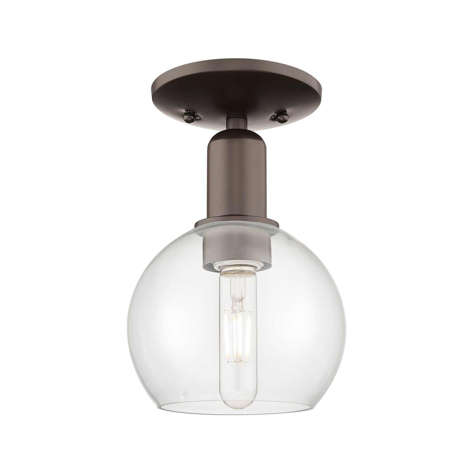 Innovations Athens 1-Light 6in Semi-Flush Mount | Industrial Oil Rubbed Bronze Steel and Clear Glass | Entryway & Hallway | 5.88 | Model 716-1C-OB-G122-6