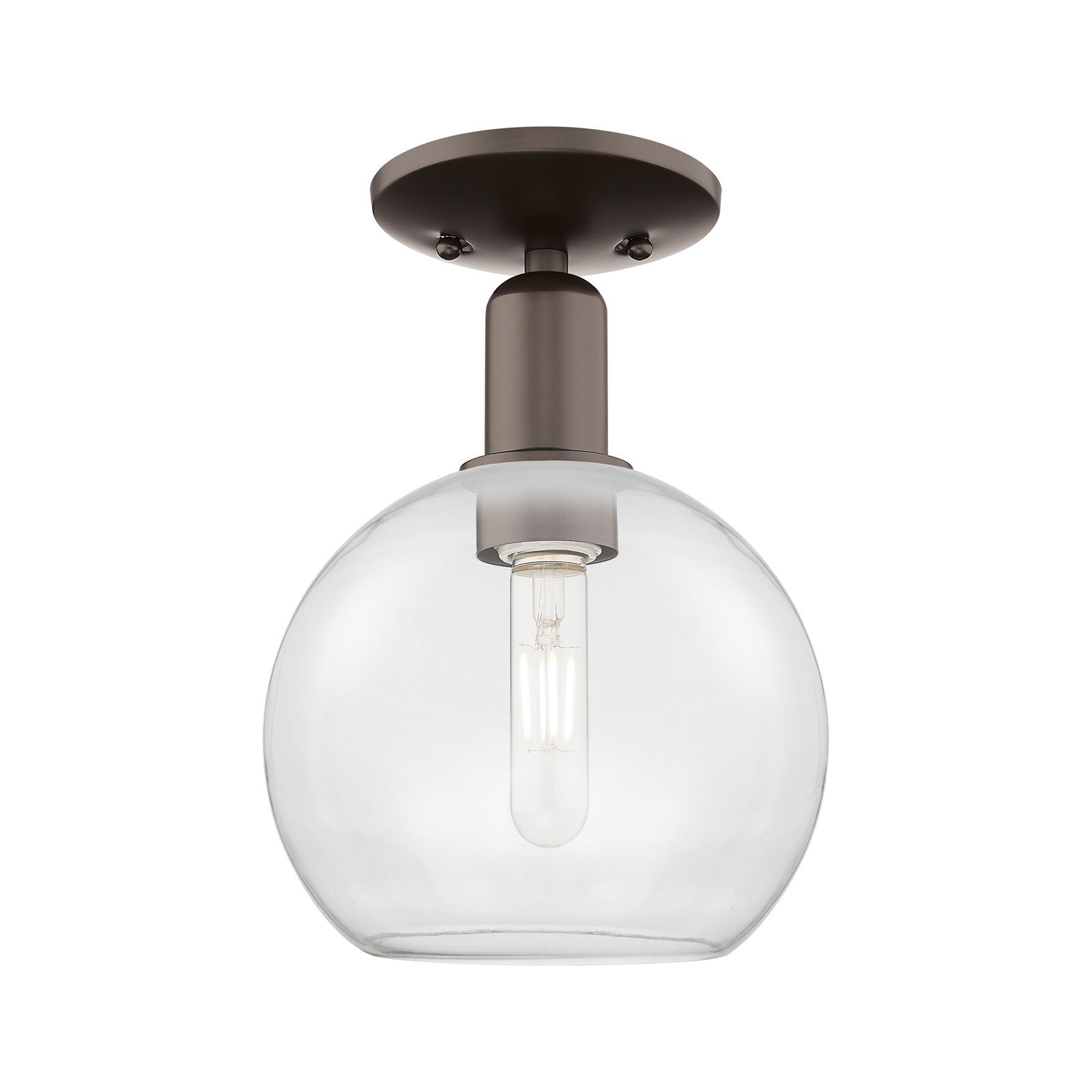 Innovations Athens 8in 1-Light Semi-Flush Mount | Industrial Oil Rubbed Bronze Steel and Clear Glass | Damp Location Hallway & | Model 716-1C-OB-G122-8