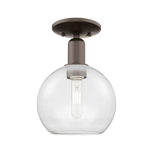 Innovations Athens 8in 1-Light Semi-Flush Mount | Industrial Oil Rubbed Bronze Steel and Clear Glass | Damp Location Hallway & | Model 716-1C-OB-G122-8