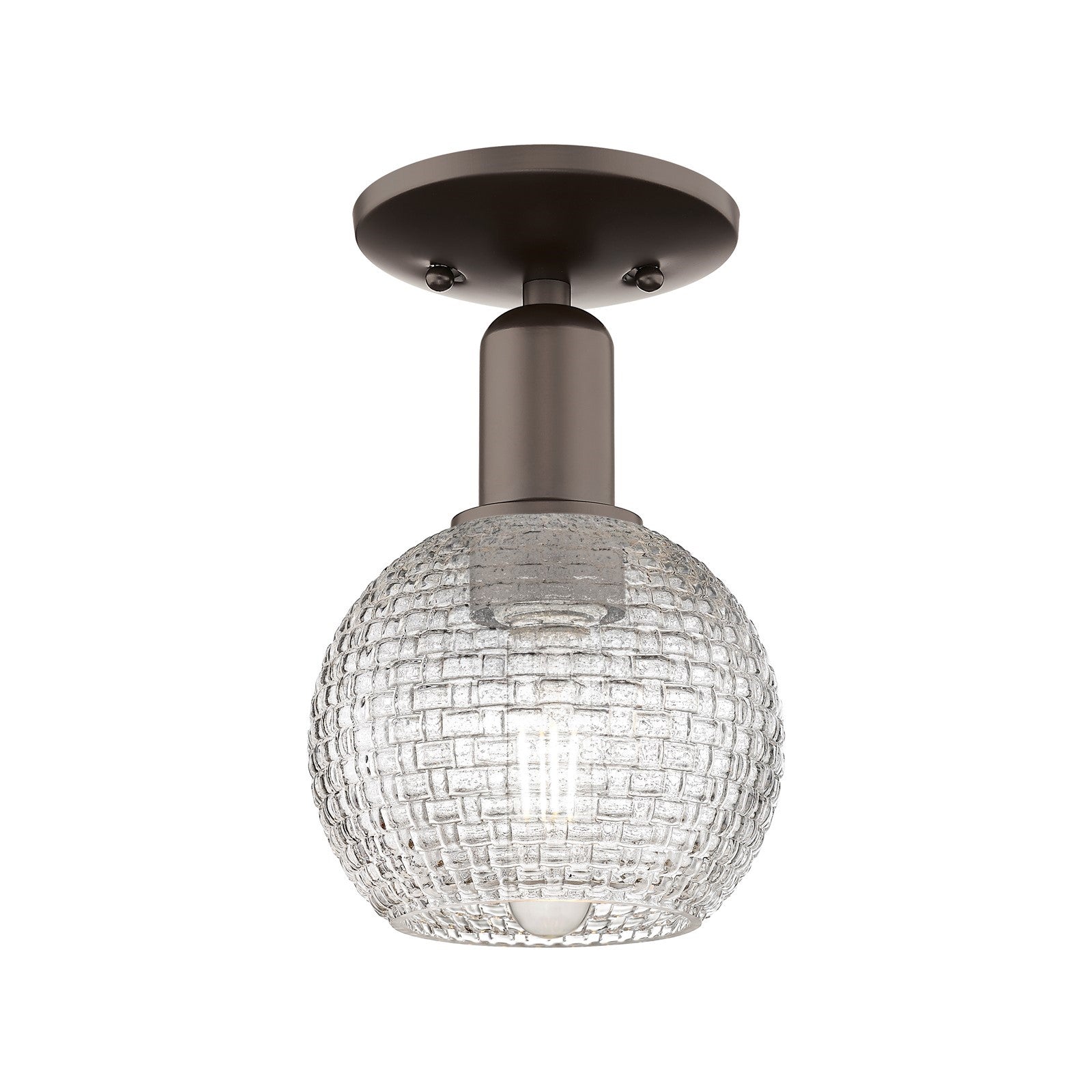 Innovations Athens 6in 1-Light Semi-Flush Mount | Industrial Oil Rubbed Bronze Steel and Clear Basket Weave Glass | Entryway & | Model 716-1C-OB-G122C-6CL