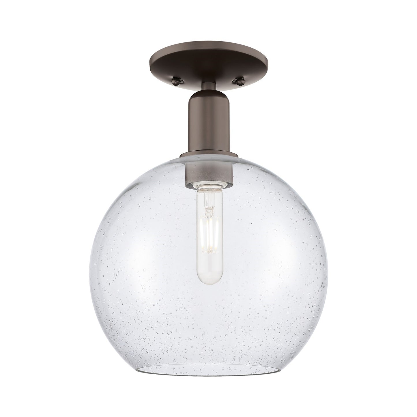 Innovations Athens 10in 1-Light Semi-Flush Mount | Industrial Oil Rubbed Bronze Steel and Seedy Glass | Entryway & Hallway | 10 | Model 716-1C-OB-G124-10