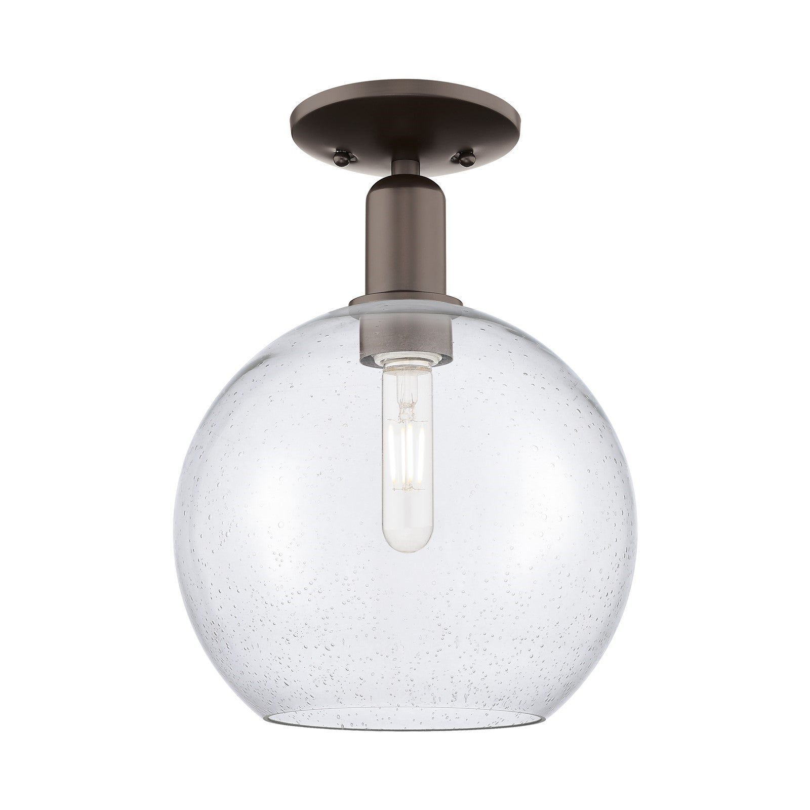 Innovations Athens 10in 1-Light Semi-Flush Mount | Industrial Oil Rubbed Bronze Steel and Seedy Glass | Entryway & Hallway | 10 | Model 716-1C-OB-G124-10