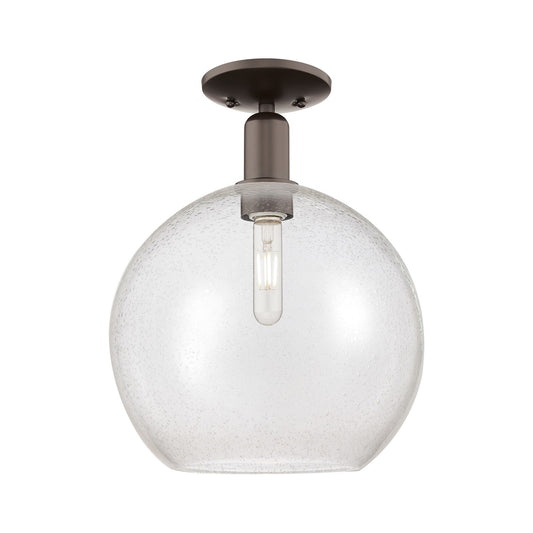 Innovations Athens 12in 1-Light Semi-Flush Mount | Industrial Oil Rubbed Bronze Steel and Seedy Glass | Entryway & Hallway | Model 716-1C-OB-G124-12