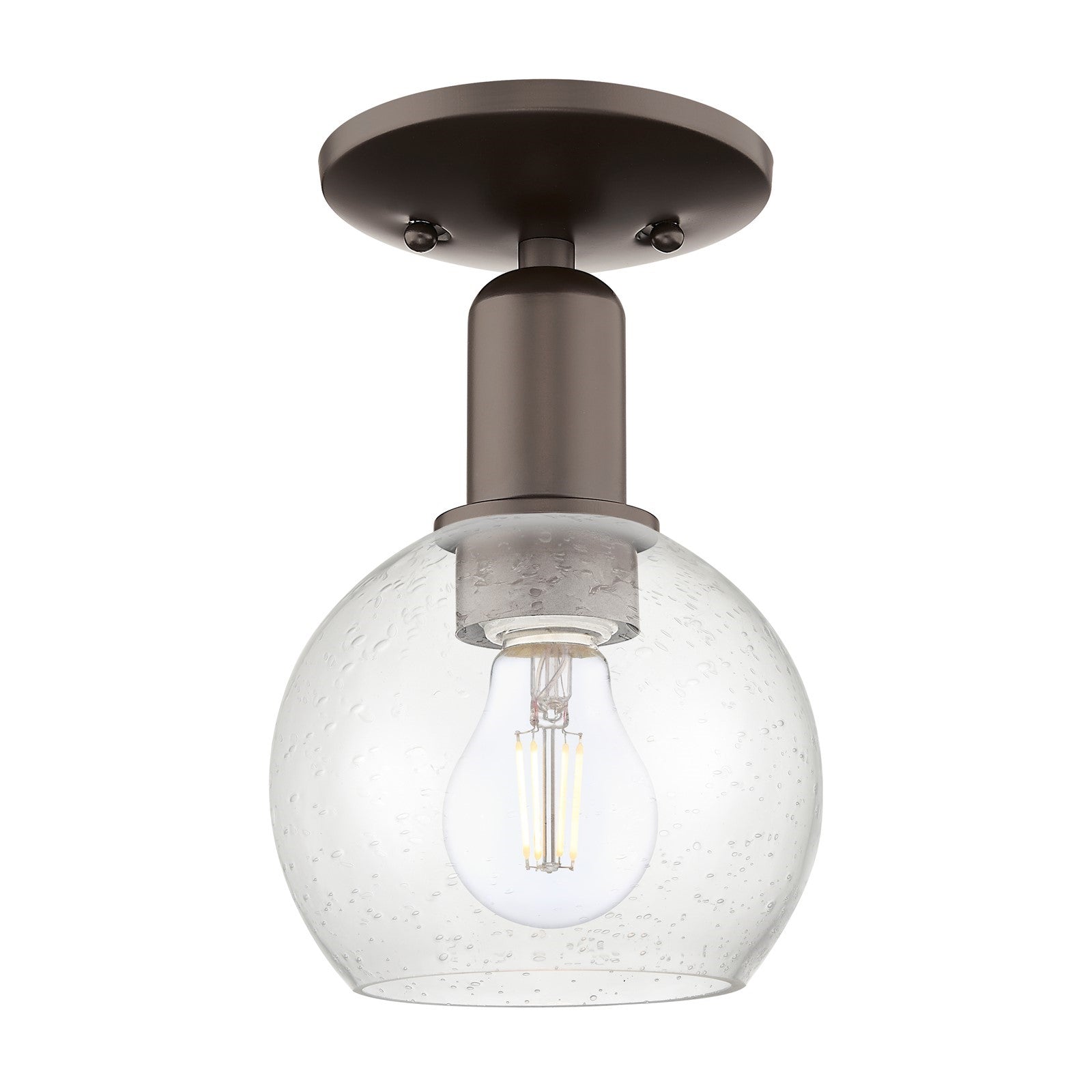 Innovations Athens 6in 1-Light Semi-Flush Mount | Industrial Oil Rubbed Bronze Steel and Seedy Glass | Entryway & Hallway | 5.88 | Model 716-1C-OB-G124-6